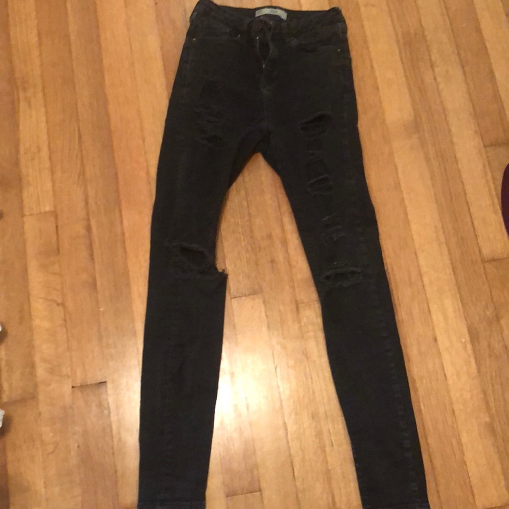 Topshop Jamie black ripped jeans
